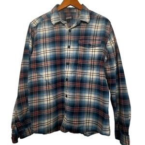 Patagonia Blue and Red Plaid Organic Cotton Button-Down Shirt Size Medium